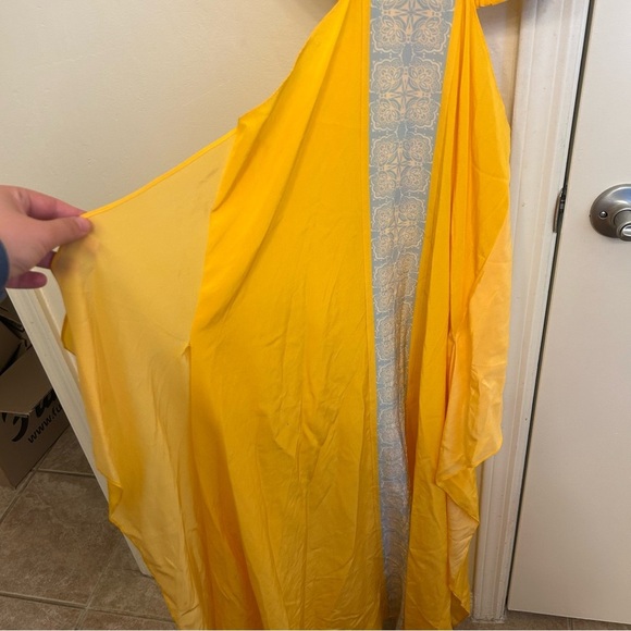 Aya Muse Citrine Silk Maxi Dress Yellow Blue Cut-Out NWT Small Wedding Formal - Picture 8 of 12